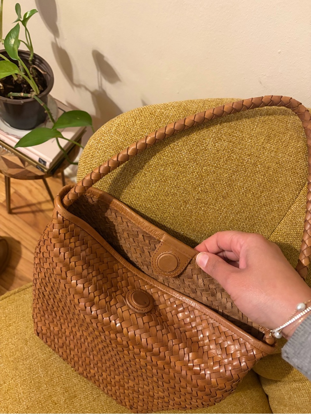 Madewell Braided Leather Shoulder Bag - Cognac Brown - Picture 4 of 8